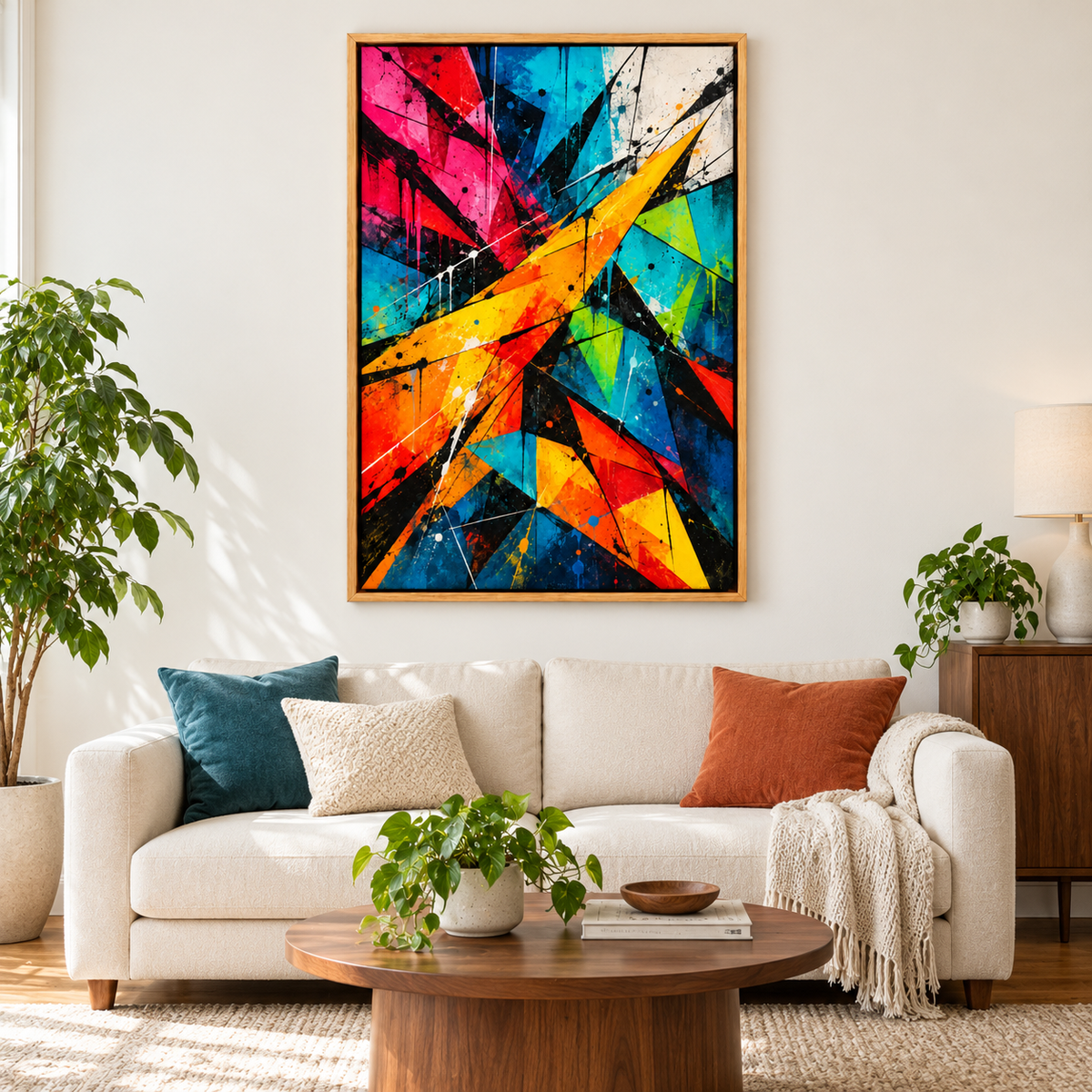 Urban Angular Color Planes Abstract — Brown Frame room scene | AUSJOJO