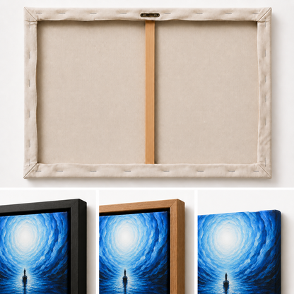 Blue Vortex Boat Journey Floating Frame Wall Art - 03_detail_closeup