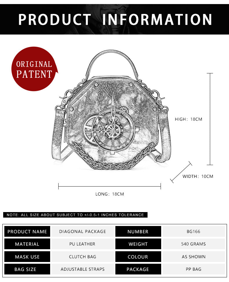 Bolsa tiracolo feminina estilo vintage industrial punk estilo vintage