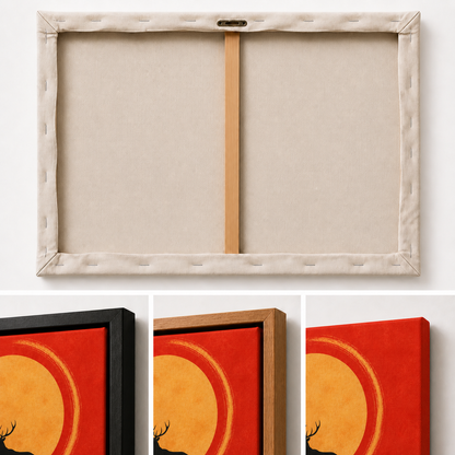 Stag and Golden Moon Floating Frame Wall Art - 03_detail_closeup