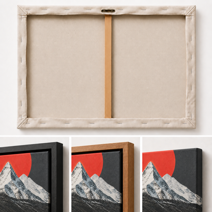 Red Sun Snow Mountain Floating Frame Wall Art - 03_detail_closeup