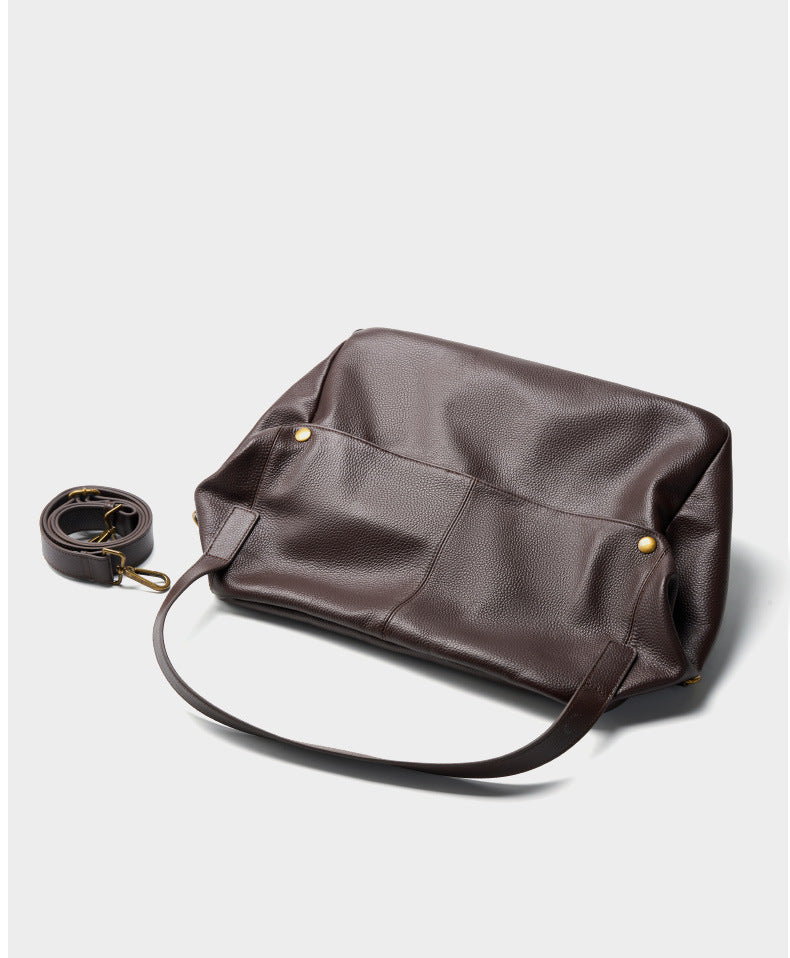 2025 Minimalist Black on the Shoulder Bag - Large Capacity Women's Leather Shoulder Bag for Work & Travel