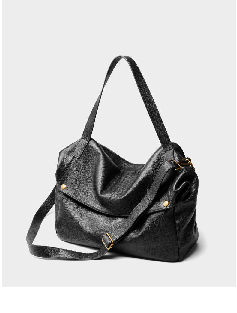 2025 Minimalist Black on the Shoulder Bag - Large Capacity Women's Leather Shoulder Bag for Work & Travel