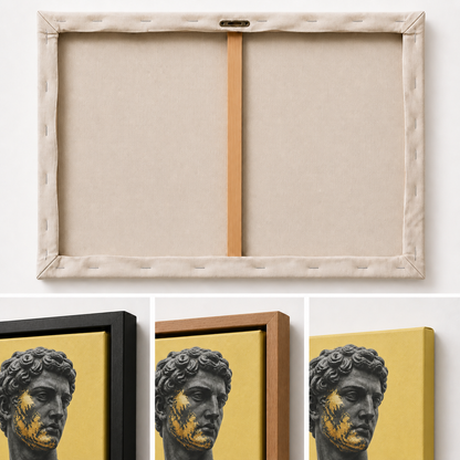 Gold Patina Classical Sculpture Floating Frame Wall Art - 03_detail_closeup