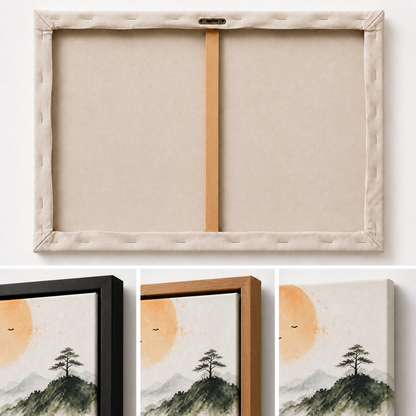 Amber Sun Pine Mountain Watercolor Floating Frame Wall Art - 03_detail_closeup