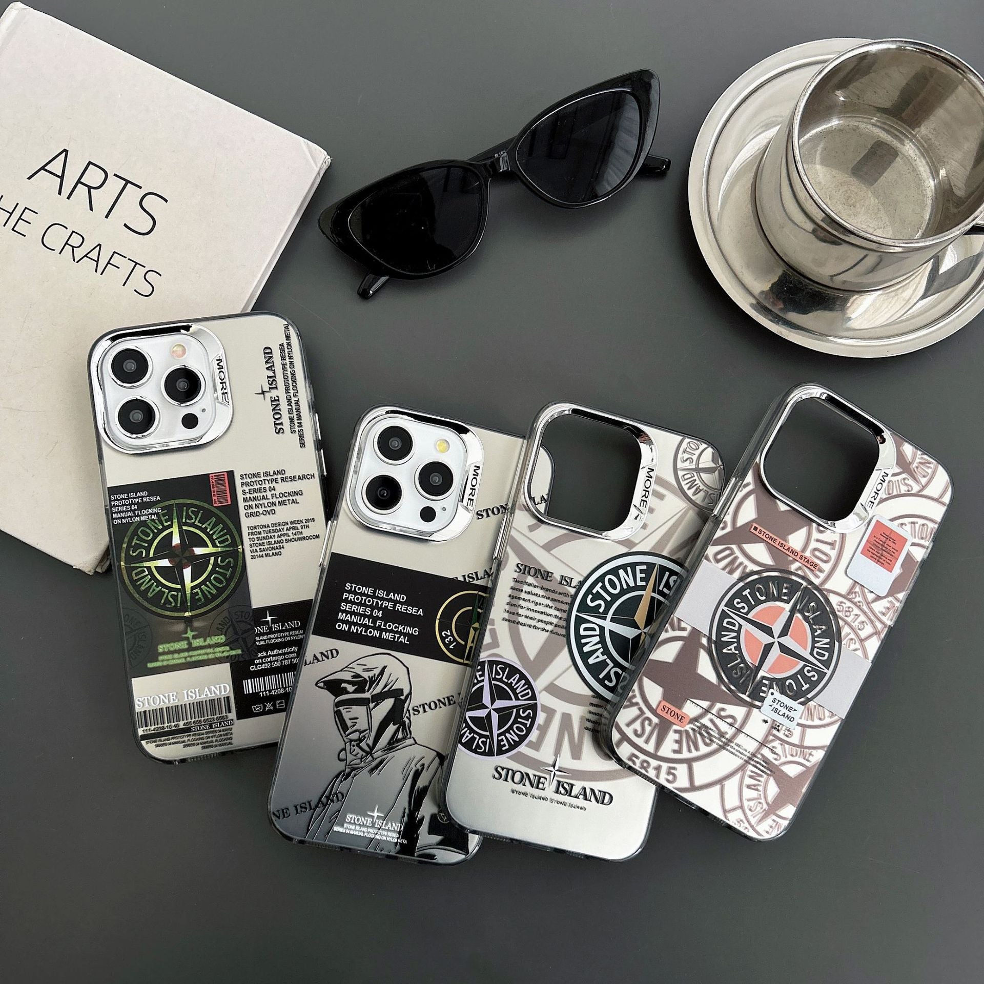 Trendy Stone Lsland Capa de celular galvanizada prateada adequada para Apple iPhone12 13 14 15 16 Pro Max 