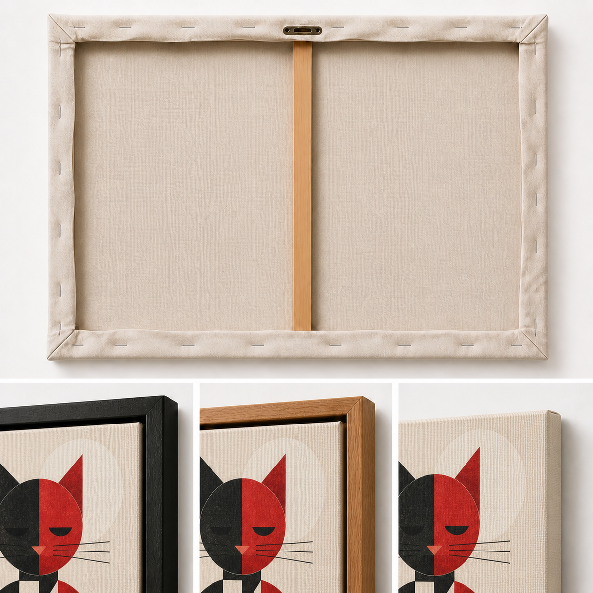 Bauhaus Geometric Cat Floating Frame Wall Art - 03_detail_closeup