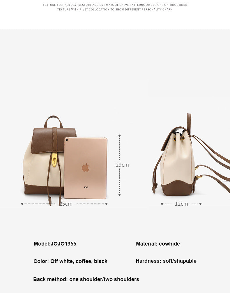 Nueva mochila de piel de vaca de moda para mujer