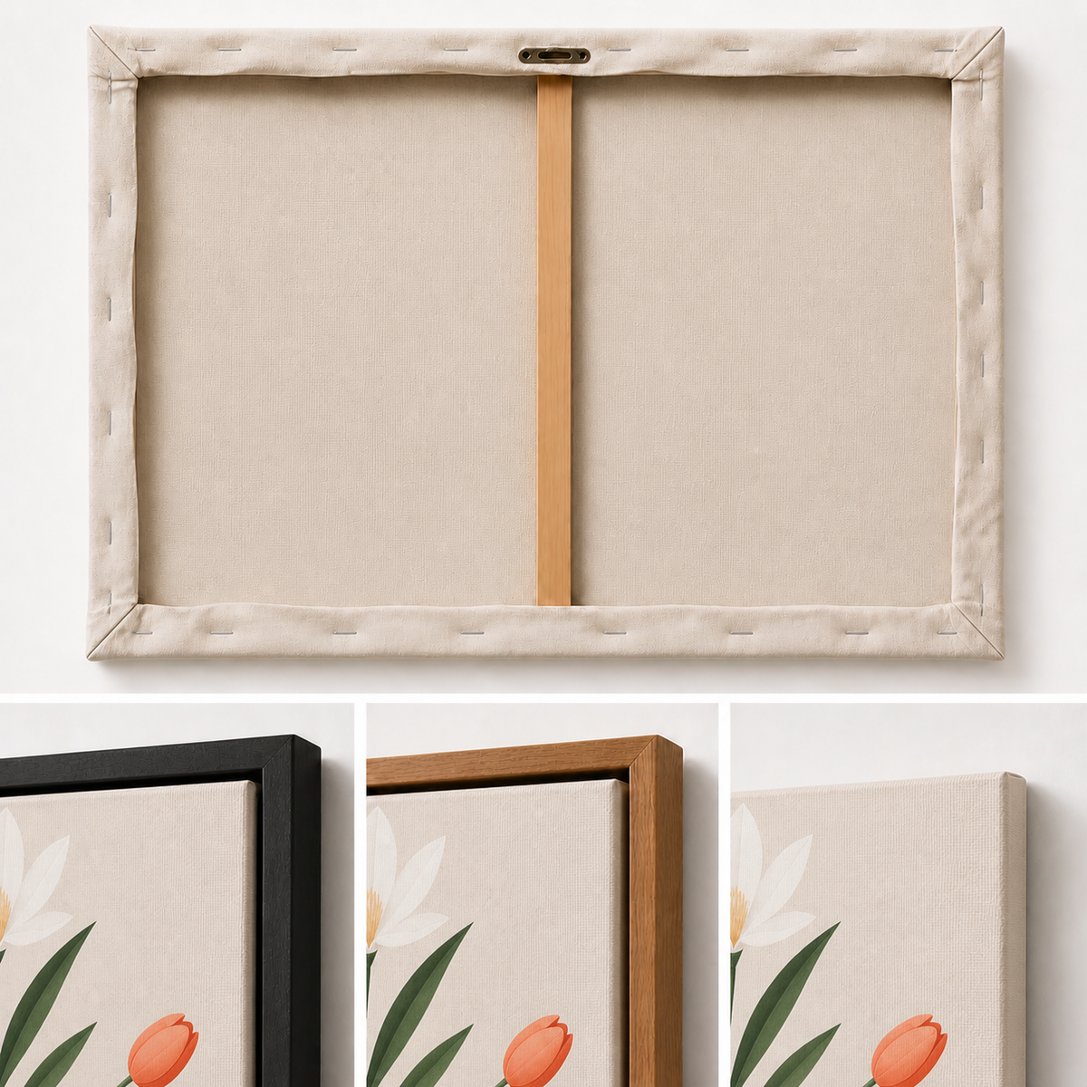 Geometric Vases Floral Arrangement Floating Frame Wall Art - 03_detail_closeup