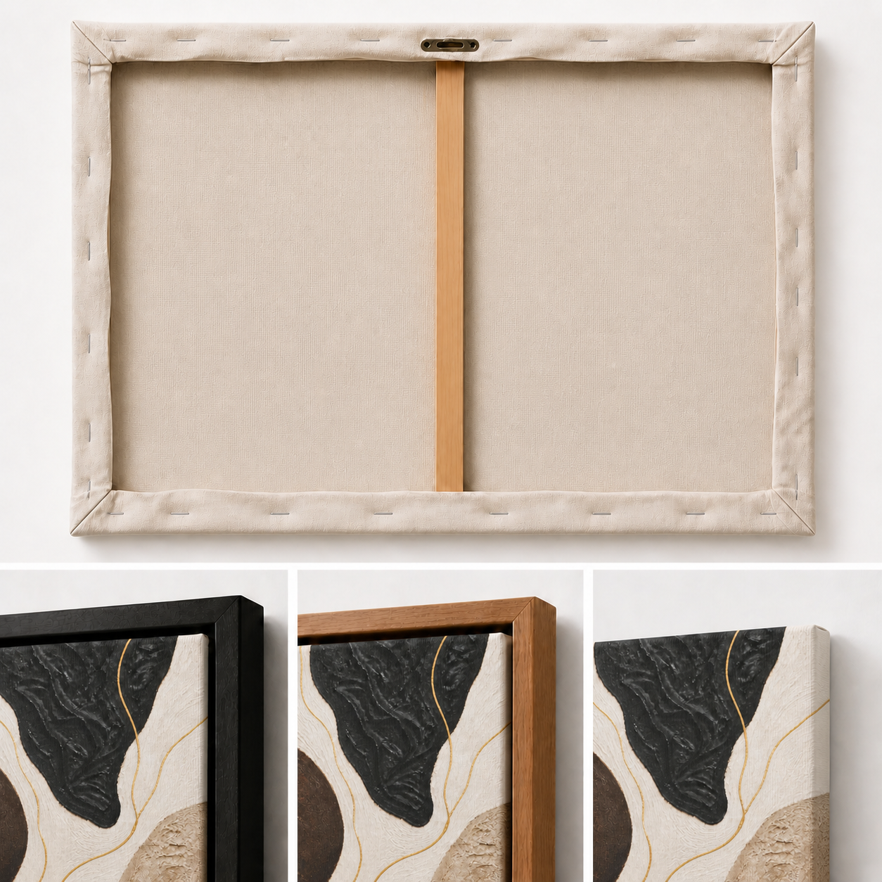 Neutral Organic Forms Abstract Floating Frame Wall Art - 03_detail_closeup