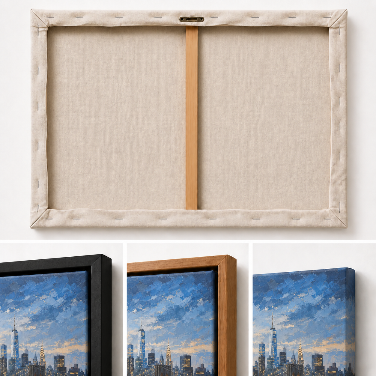 New York Blue Hour Skyline Floating Frame Wall Art - 03_detail_closeup