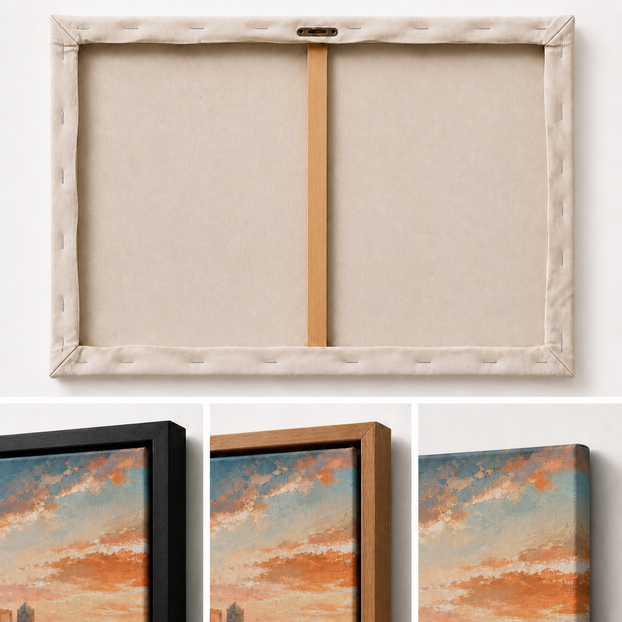 Atlanta Golden Hour Skyline Floating Frame Wall Art - 03_detail_closeup