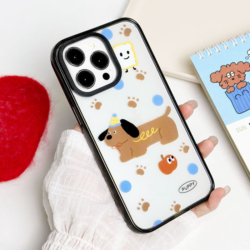 Acrylic Phone Case for iPhone 16 Pro (Brown Puppy Pattern)