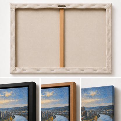 Pittsburgh Three Rivers Skyline Floating Frame Wall Art - 03_detail_closeup