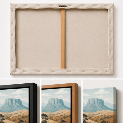 Blue Green Mesa Landscape Floating Frame Wall Art - 03_detail_closeup