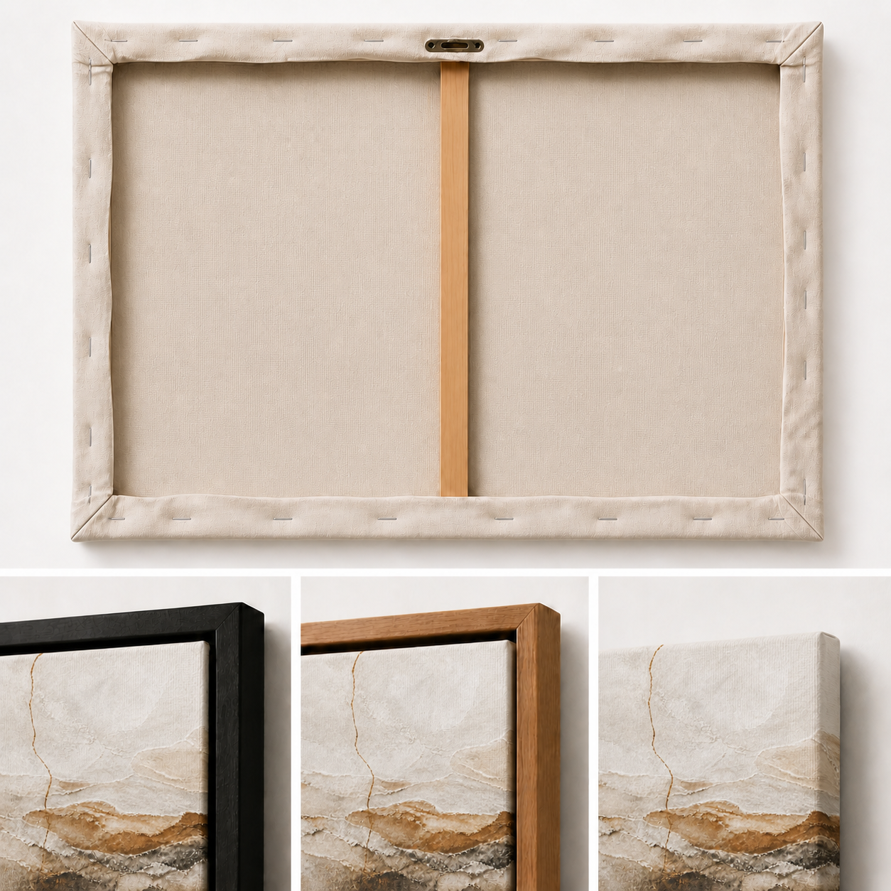 Warm Neutral Mineral Texture Abstract Floating Frame Wall Art - 03_detail_closeup