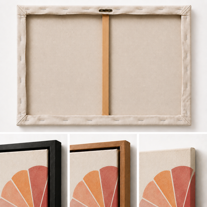 Burgundy Amber Neo Deco Abstract Floating Frame Wall Art - 03_detail_closeup