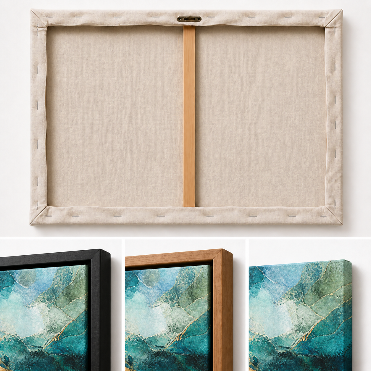 Blue Green Mineral Atmosphere Abstract Floating Frame Wall Art - 03_detail_closeup