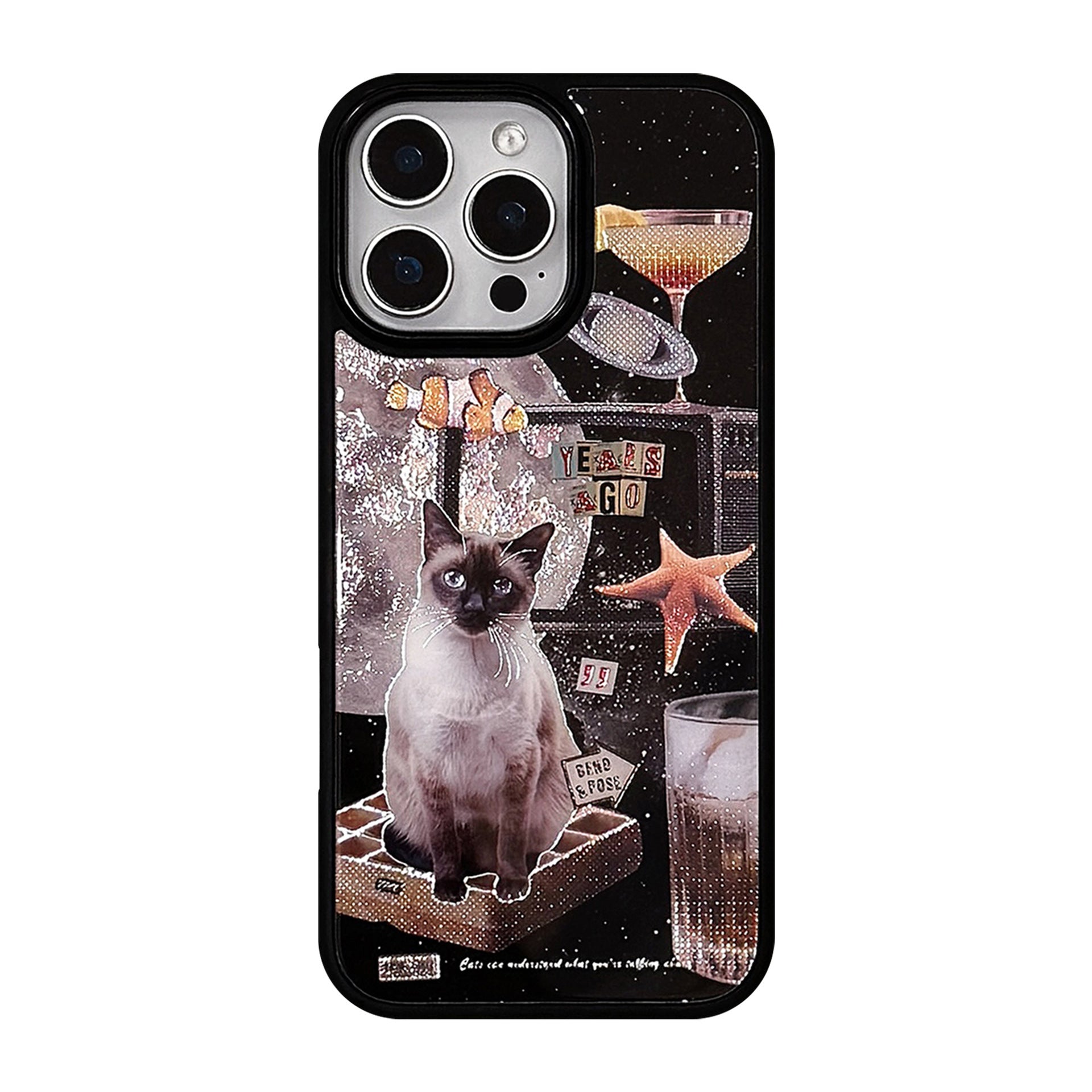 Black Cat & Gold Leaf Luxury Phone Case for iPhone 16 Pro Max - Ultra Slim Shockproof Cover with Anti-Scratch HD Print
