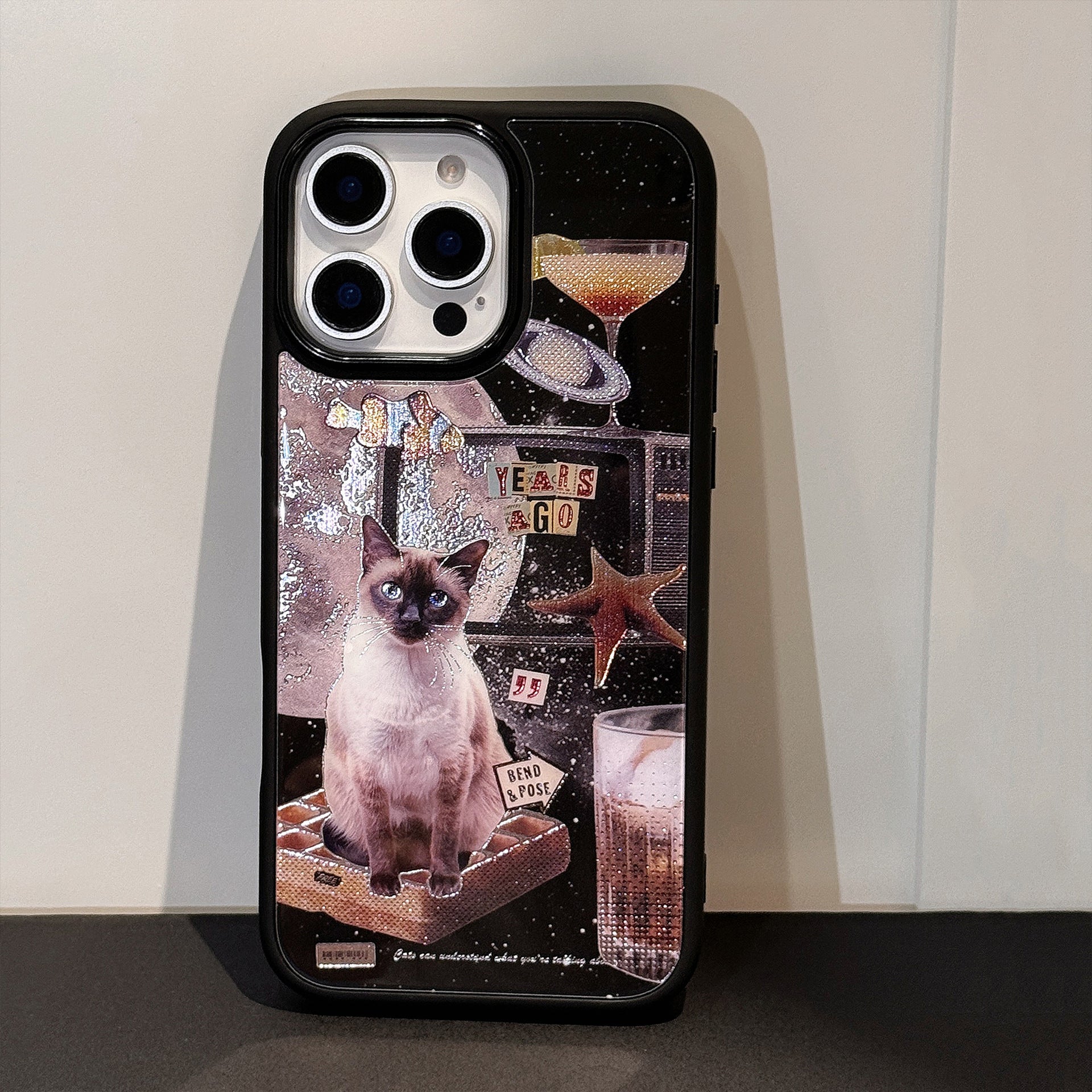 Black Cat & Gold Leaf Luxury Phone Case for iPhone 16 Pro Max - Ultra Slim Shockproof Cover with Anti-Scratch HD Print