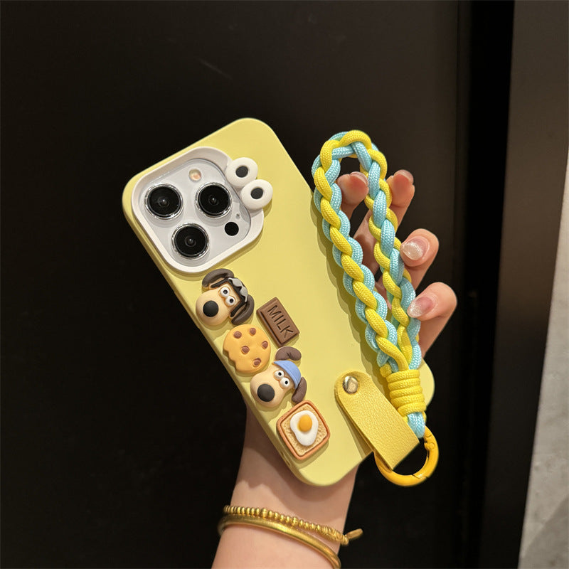 Cartoon Cute Silicone Phone Case with Lanyard for iPhone 14, 15, 16 Series