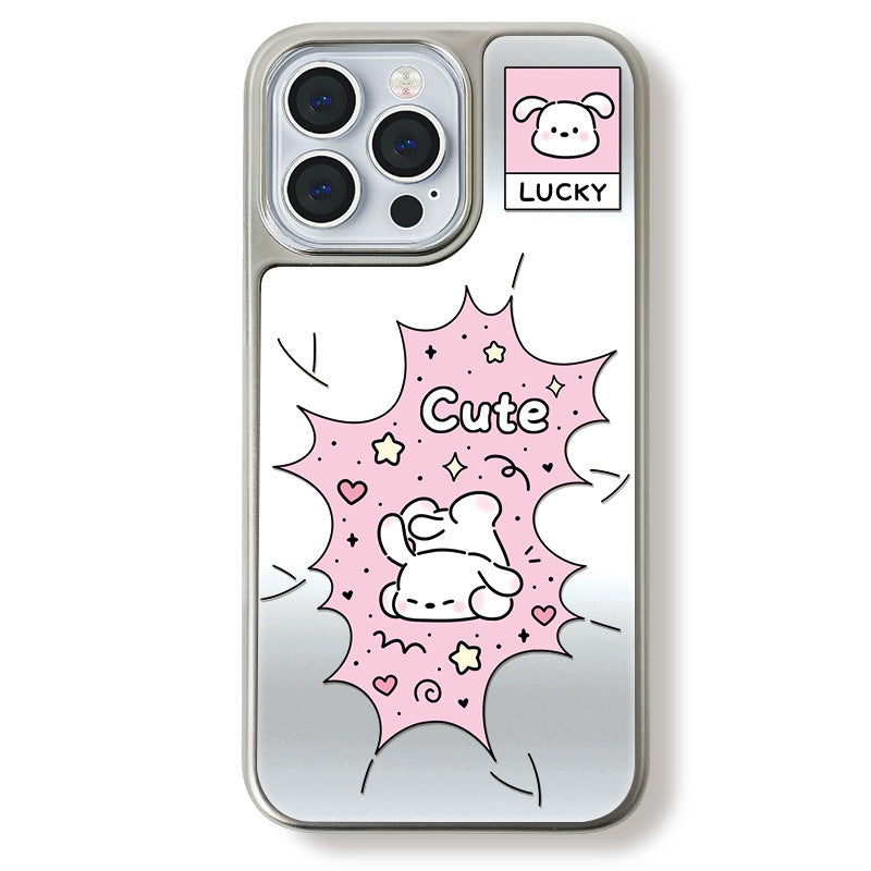 Cartoon Rabbit Mirror Carbon iPhone 16 Pro Max Case