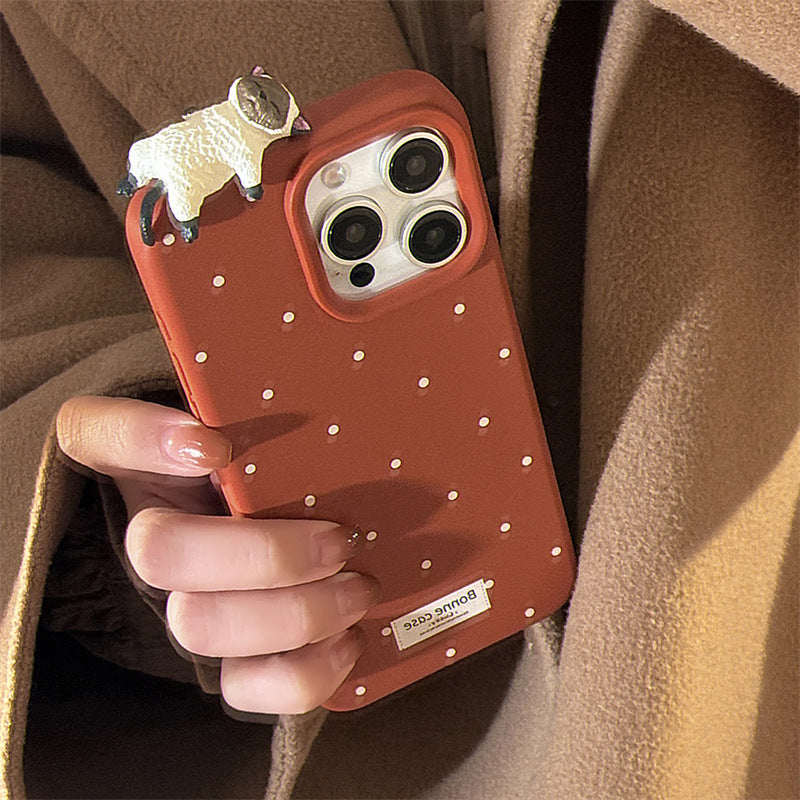 Capa de telefone Dopamine Polka Dot 3D Cat para iPhone 15 Pro Max