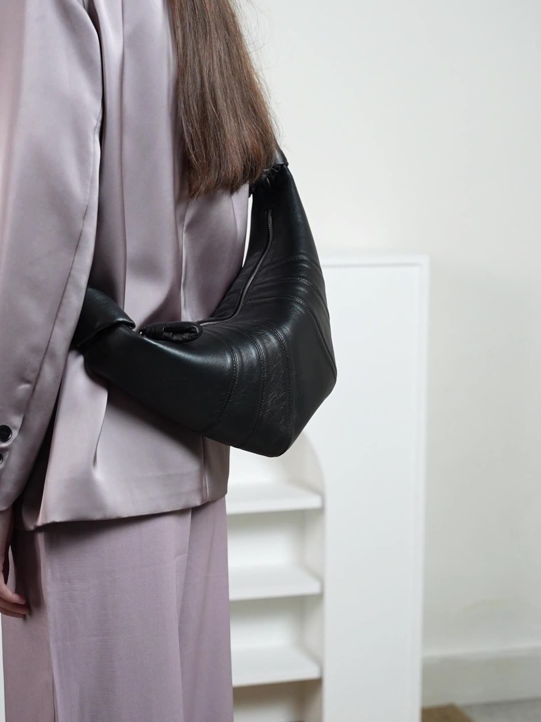 Genuine Sheepskin Croissant Bag | Soft Leather Hobo Bag | Chic Shoulder & Crossbody Bag