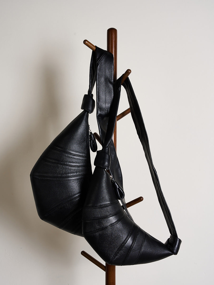 Genuine Sheepskin Croissant Bag | Soft Leather Hobo Bag | Chic Shoulder & Crossbody Bag