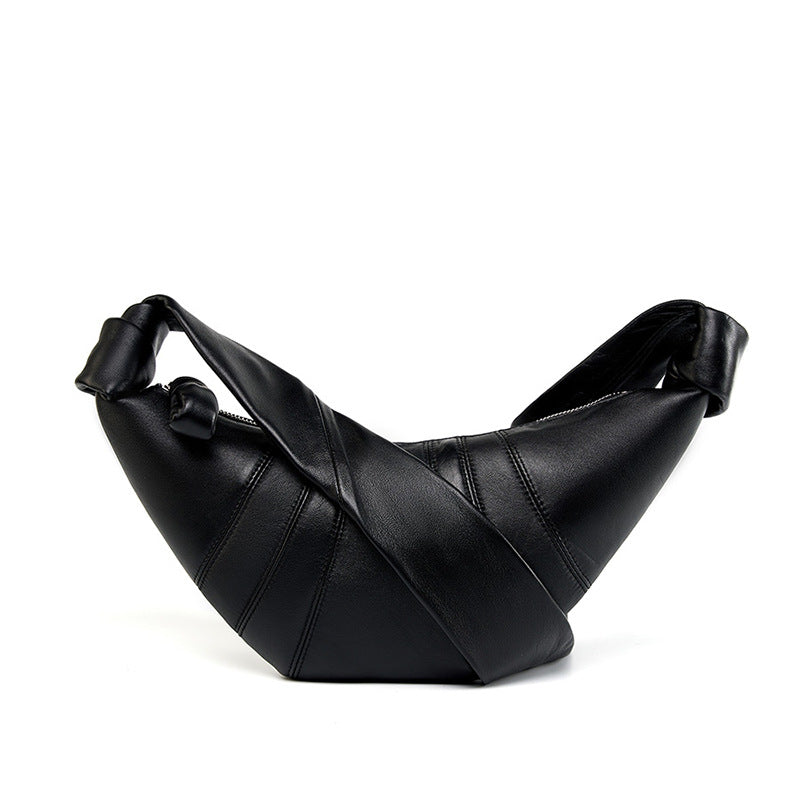 Genuine Sheepskin Croissant Bag | Soft Leather Hobo Bag | Chic Shoulder & Crossbody Bag