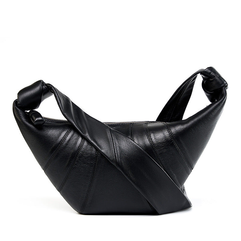 Genuine Sheepskin Croissant Bag | Soft Leather Hobo Bag | Chic Shoulder & Crossbody Bag