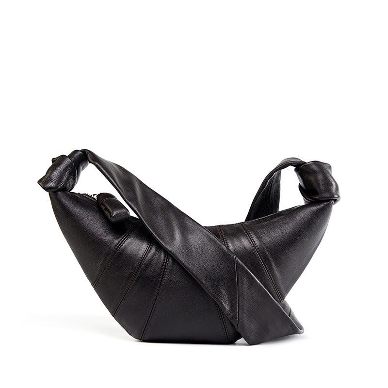 Genuine Sheepskin Croissant Bag | Soft Leather Hobo Bag | Chic Shoulder & Crossbody Bag