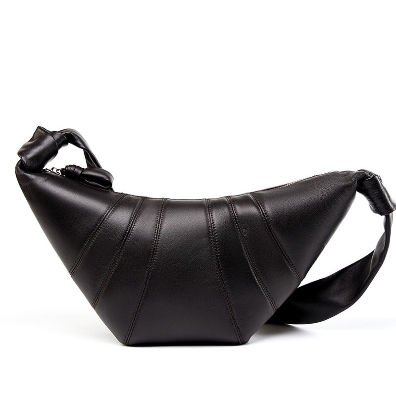 Genuine Sheepskin Croissant Bag | Soft Leather Hobo Bag | Chic Shoulder & Crossbody Bag