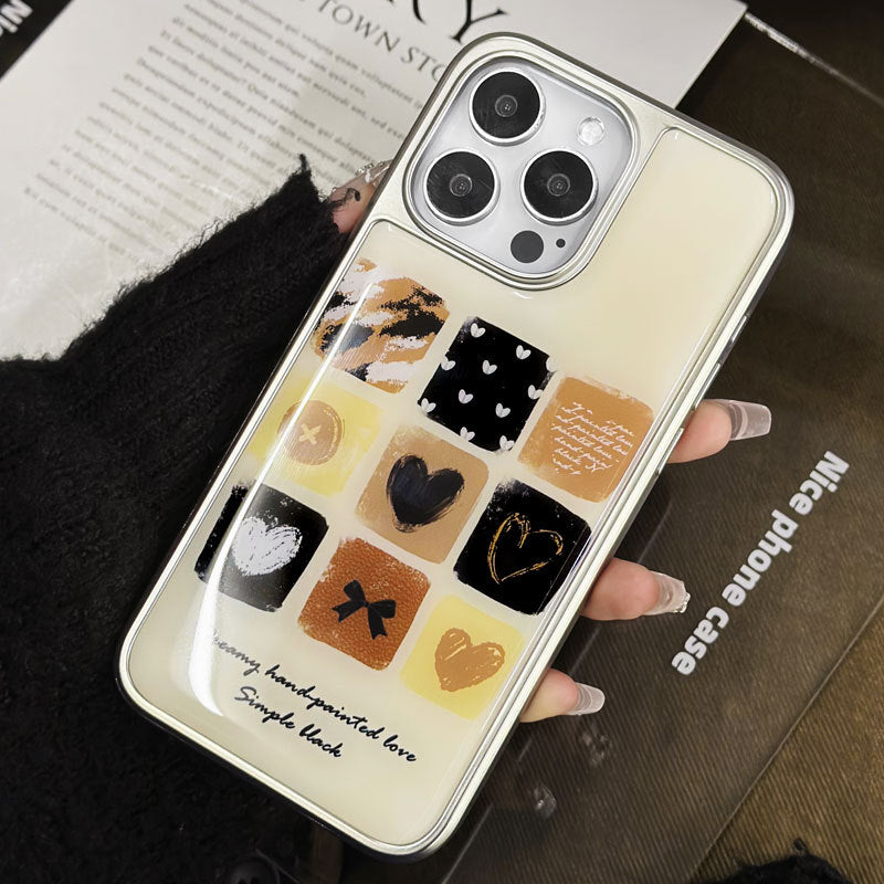 JOJOShop Beige Epoxy Resin Case for iPhone 16 Pro Max – Platinum-Edged Luxury Cover with