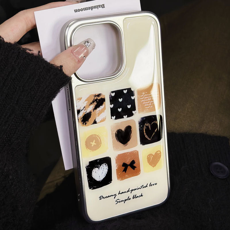 JOJOShop Beige Epoxy Resin Case for iPhone 16 Pro Max – Platinum-Edged Luxury Cover with