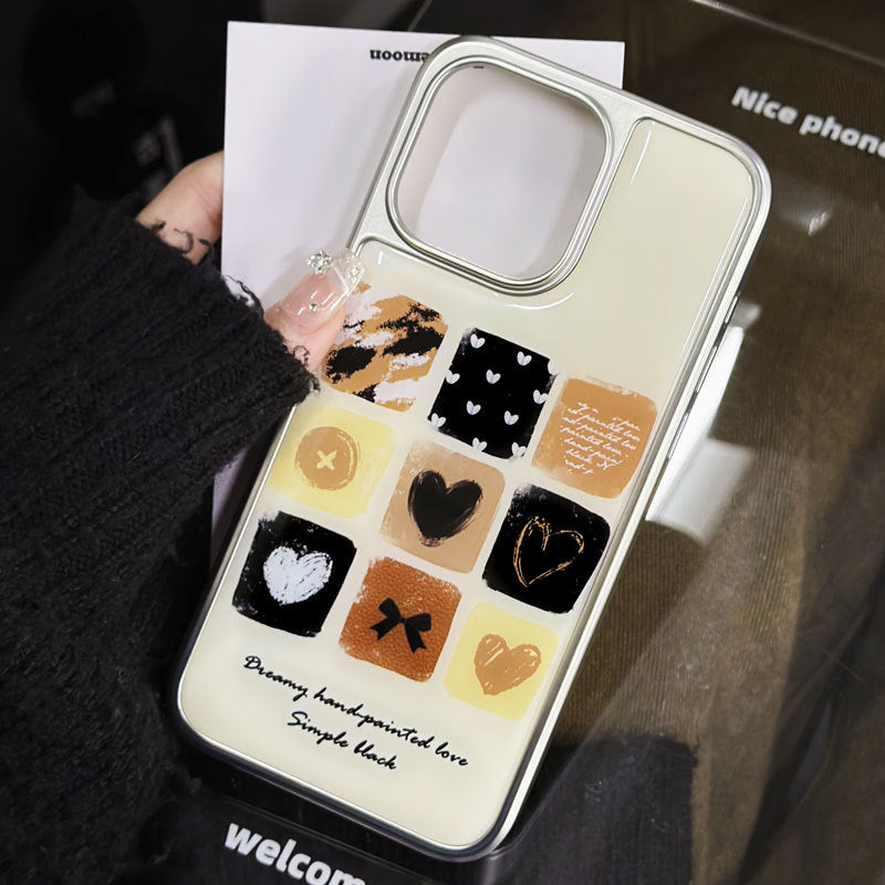 JOJOShop Beige Epoxy Resin Case for iPhone 16 Pro Max – Platinum-Edged Luxury Cover with