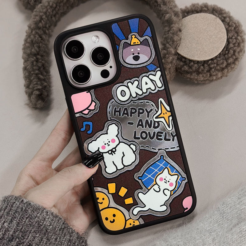 JOJOShop Cartoon Kitten Carbon Fiber Case for iPhone 15 – Adorable Aerospace-Grade Cover