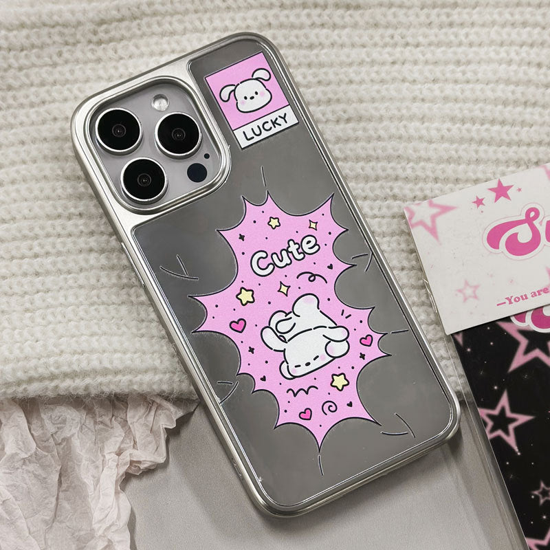 JOJOShop Cartoon Rabbit Mirror Carbon Case for iPhone 16 Pro Max – Gloss-Tech Armor with