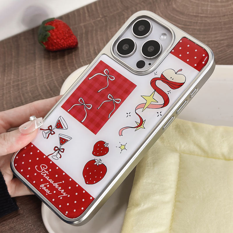 JOJOShop Red Bow Plated Silver Edge Case for iPhone 16 Pro Max
