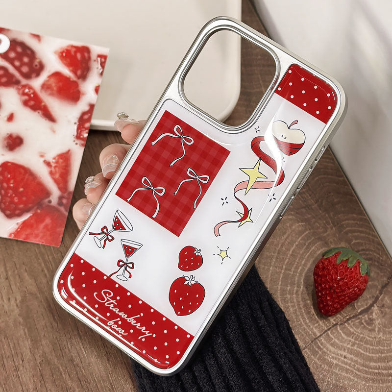 JOJOShop Red Bow Plated Silver Edge Case for iPhone 16 Pro Max