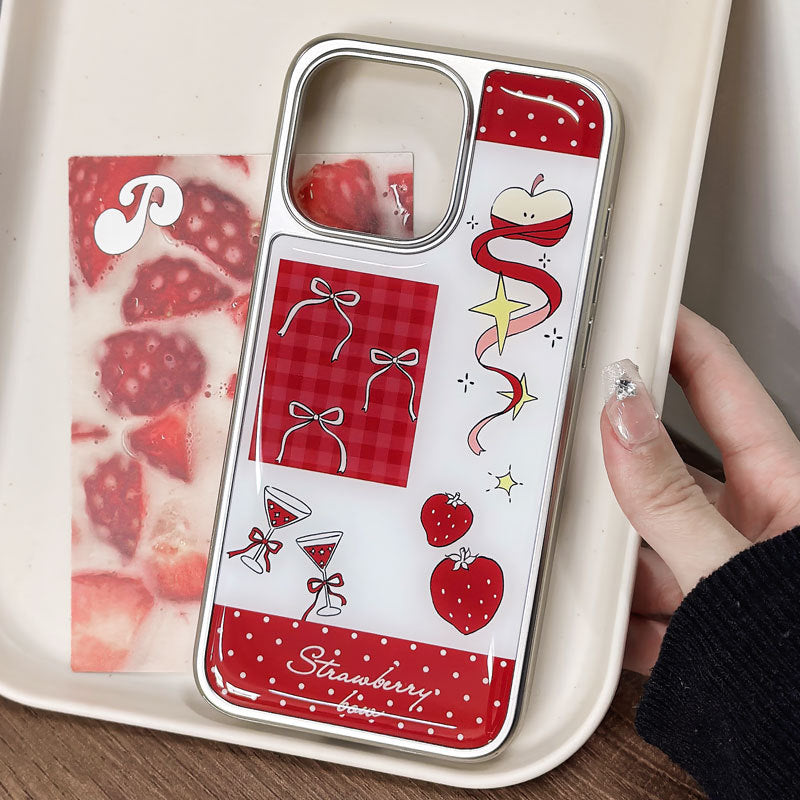 JOJOShop Red Bow Plated Silver Edge Case for iPhone 16 Pro Max