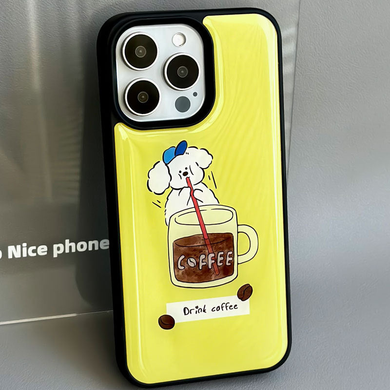 JOJOShop Sunny Glow Epoxy Resin Case for iPhone 16 Pro Max – Vibrant Yellow Shockproof Cover with