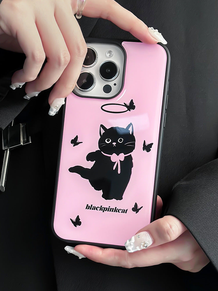 JOJOShop Whimsical Cartoon Cat iPhone 15 Pro Max Case - Cute Kitty Protective Cover for Women
