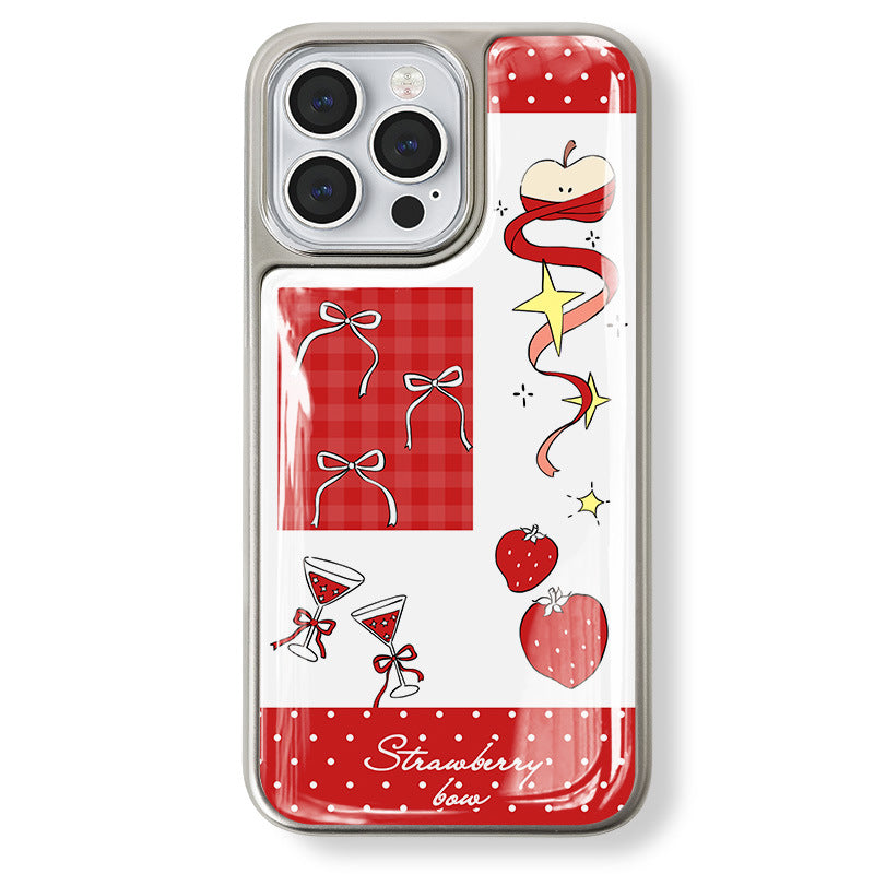 JOJOShop Red Bow Plated Silver Edge Case for iPhone 16 Pro Max
