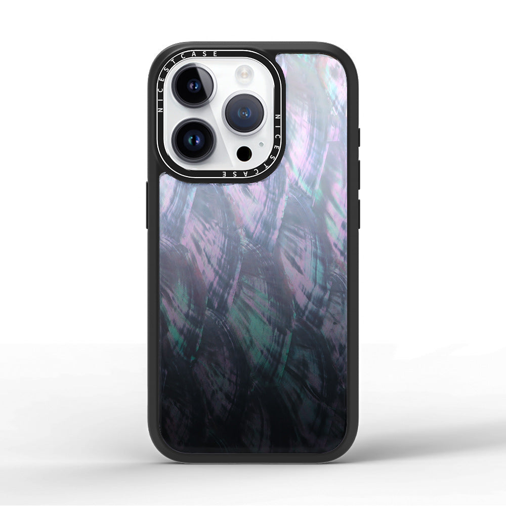 Luxury Pink iPhone 16 Phone Cases with Natural Mother of Pearl Shell Design