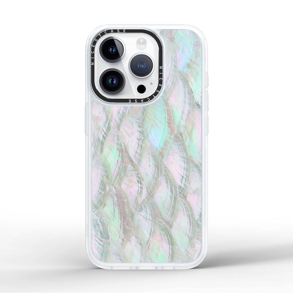 Luxury Pink iPhone 16 Phone Cases with Natural Mother of Pearl Shell Design