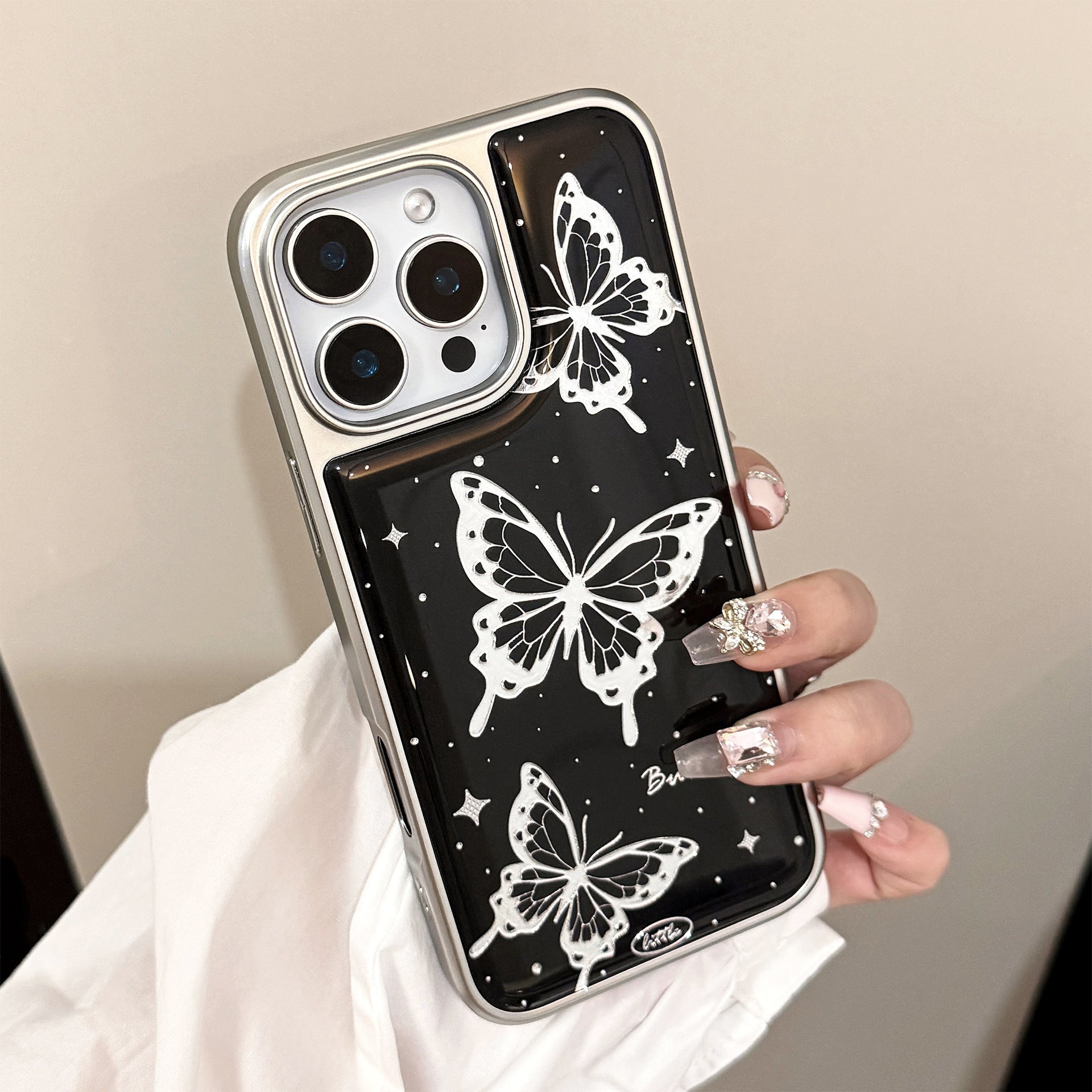 Luxury Gold-Toned Butterfly Phone Case for iPhone 16 Pro Max