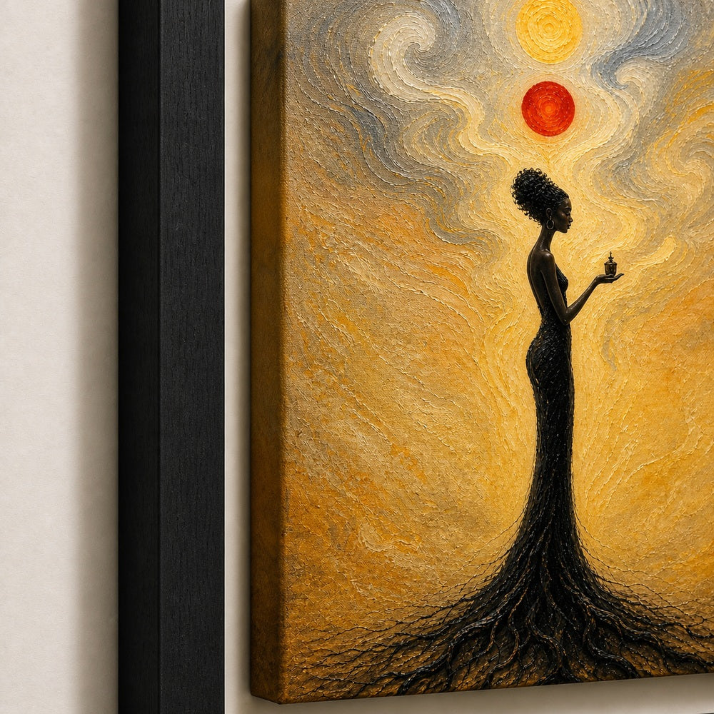 Celestial Balance Surreal Woman Floating Frame Wall Art - 03