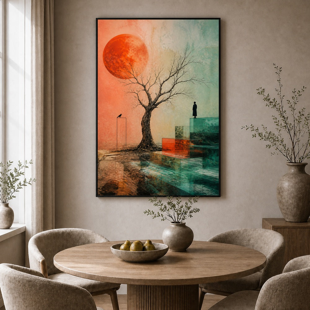 Silent Threshold Surreal Tree Floating Frame Wall Art - 02b