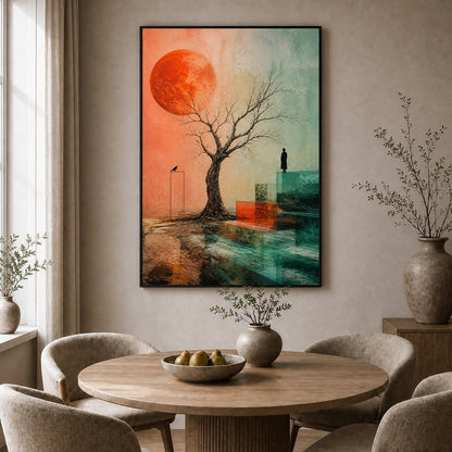 Silent Threshold Surreal Tree Floating Frame Wall Art - 02b